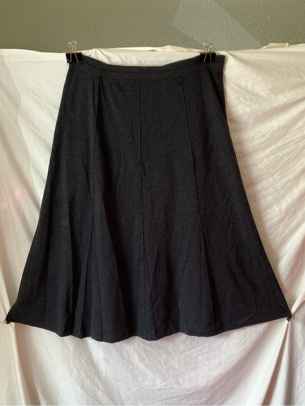 Eileen Fisher Woman 3X Charcoal Gray 100% Merino Wool A-Line Midi Skirt size 3X.